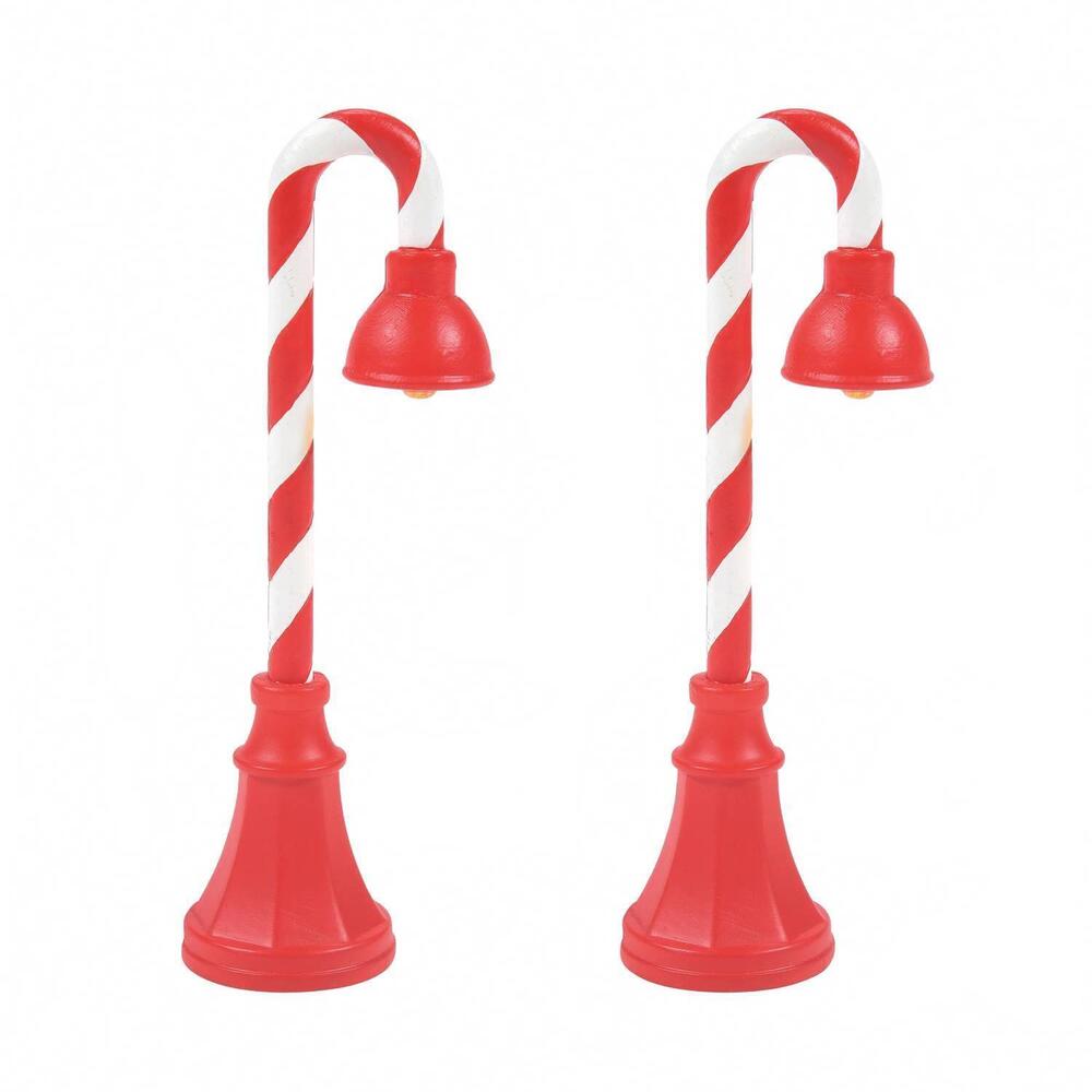 NEW DEPARTMENT 56 sweet evening glow street lights - set of 2 in red